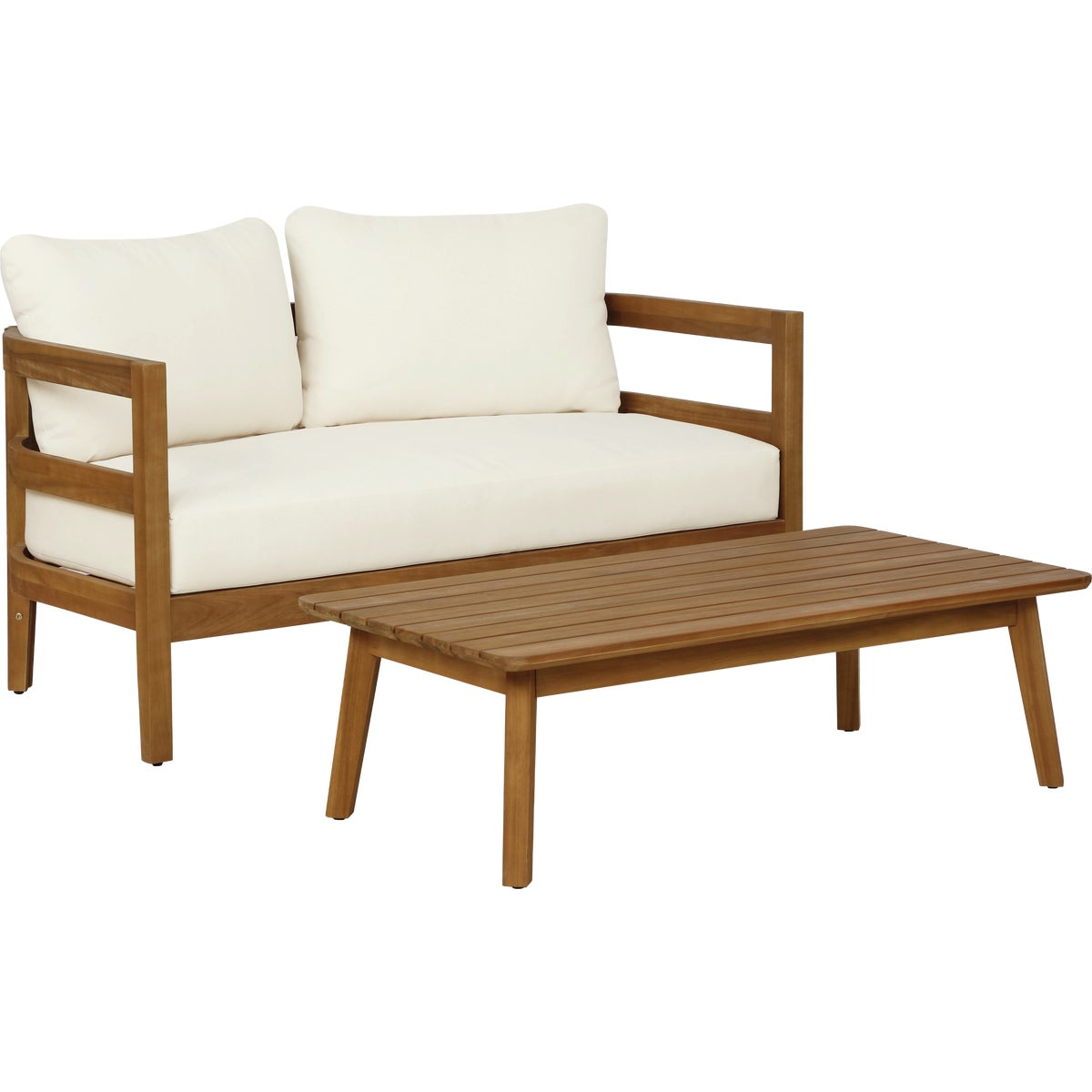 Linon Cape May Acacia Wood Loveseat & Table Chat Set