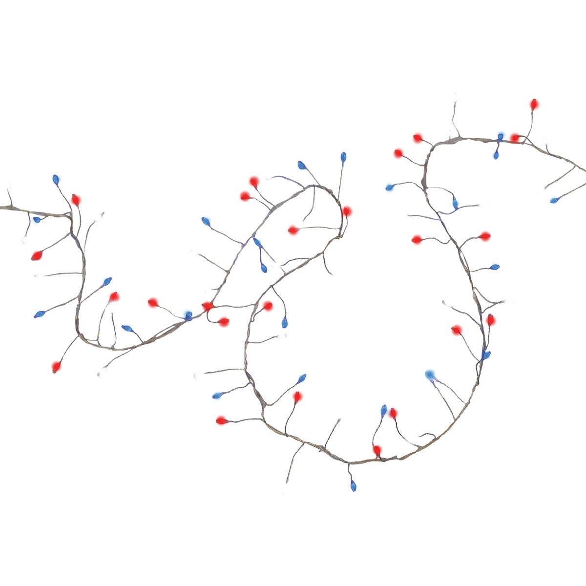 Holiday Bright Lights Belle Luci 250-Bulb Warm White/Patriotic Connectable Big Seed Vine Lights with Silver Wire