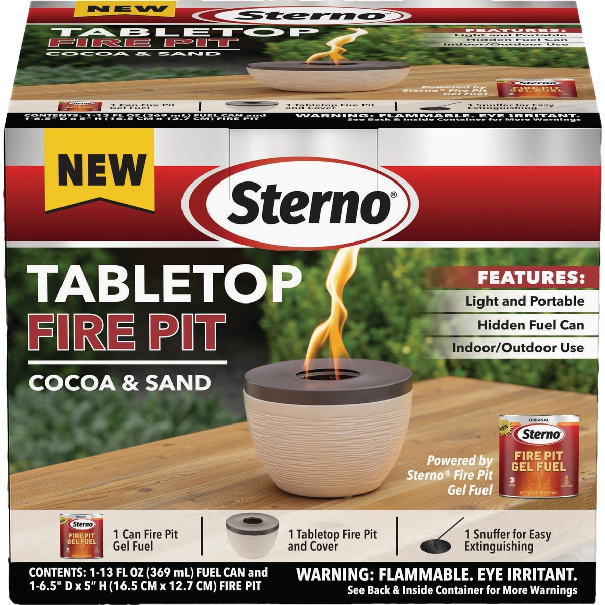 Sterno Small Cocoa & Sand with Dark Brown Lid Tabletop Fire Pit