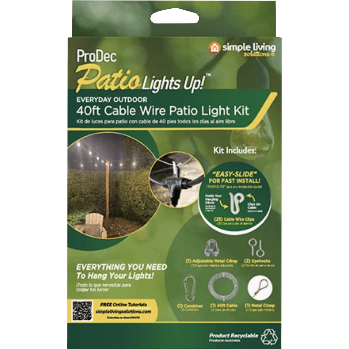 Simple Living Solutions Lights Up 40 Ft. Cable Wire Patio Kit