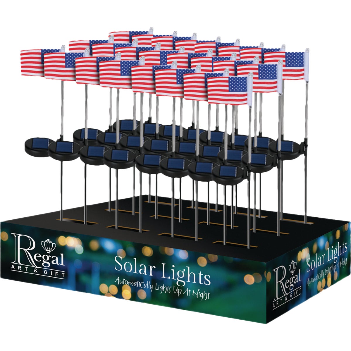 Regal Art & Gift Americana Flag Solar Stake Assortment (24-Piece)