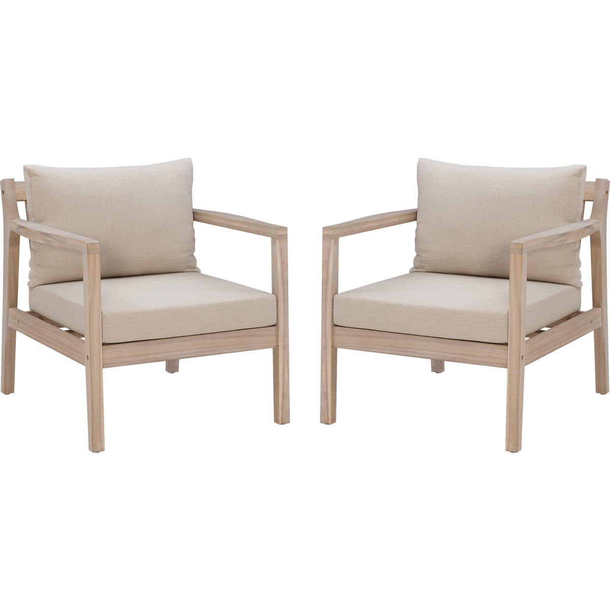 Linon Svana Natural Finish Wood Side Chair with Beige Cushions (2-Piece)