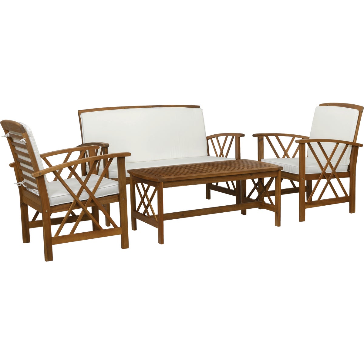 Linon Topsail Brown Wood Patio Chat Set (4-Piece)