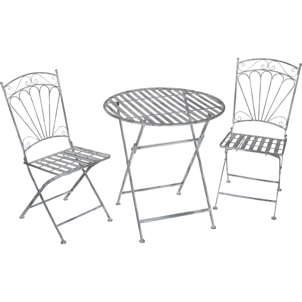 Alpine 3-Piece Antique Slats Foldable Metal Bistro Set