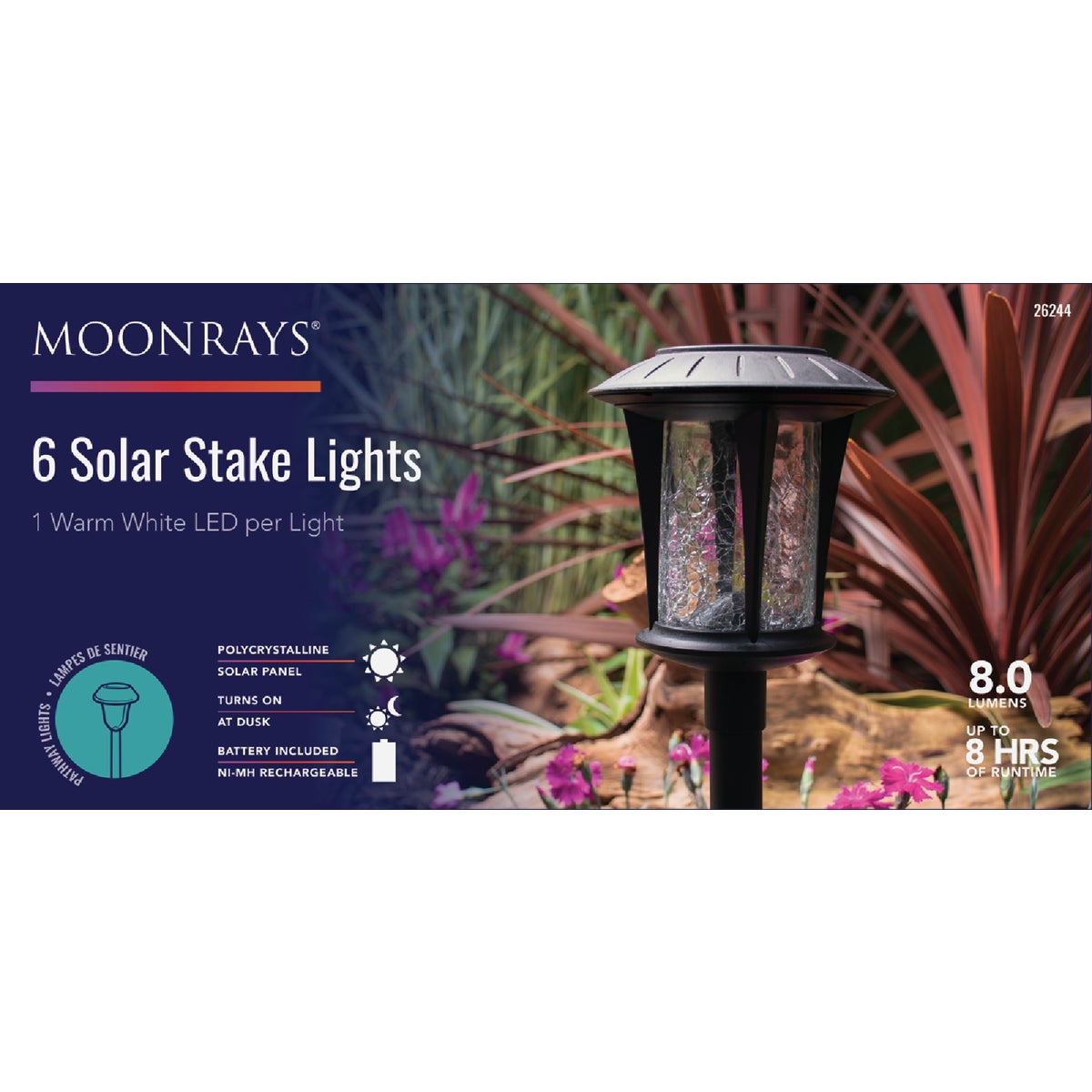 Moonrays Crackle Glass Solar Stake Light Set (6-Pack)
