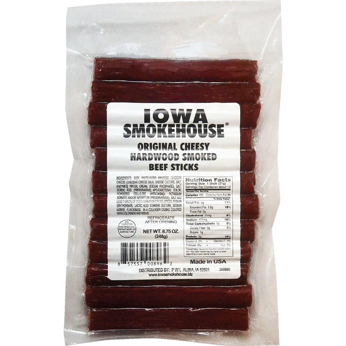 Iowa Smokehouse 8.75 Oz. Original Cheesy Hardwood Smoked Beef Sticks