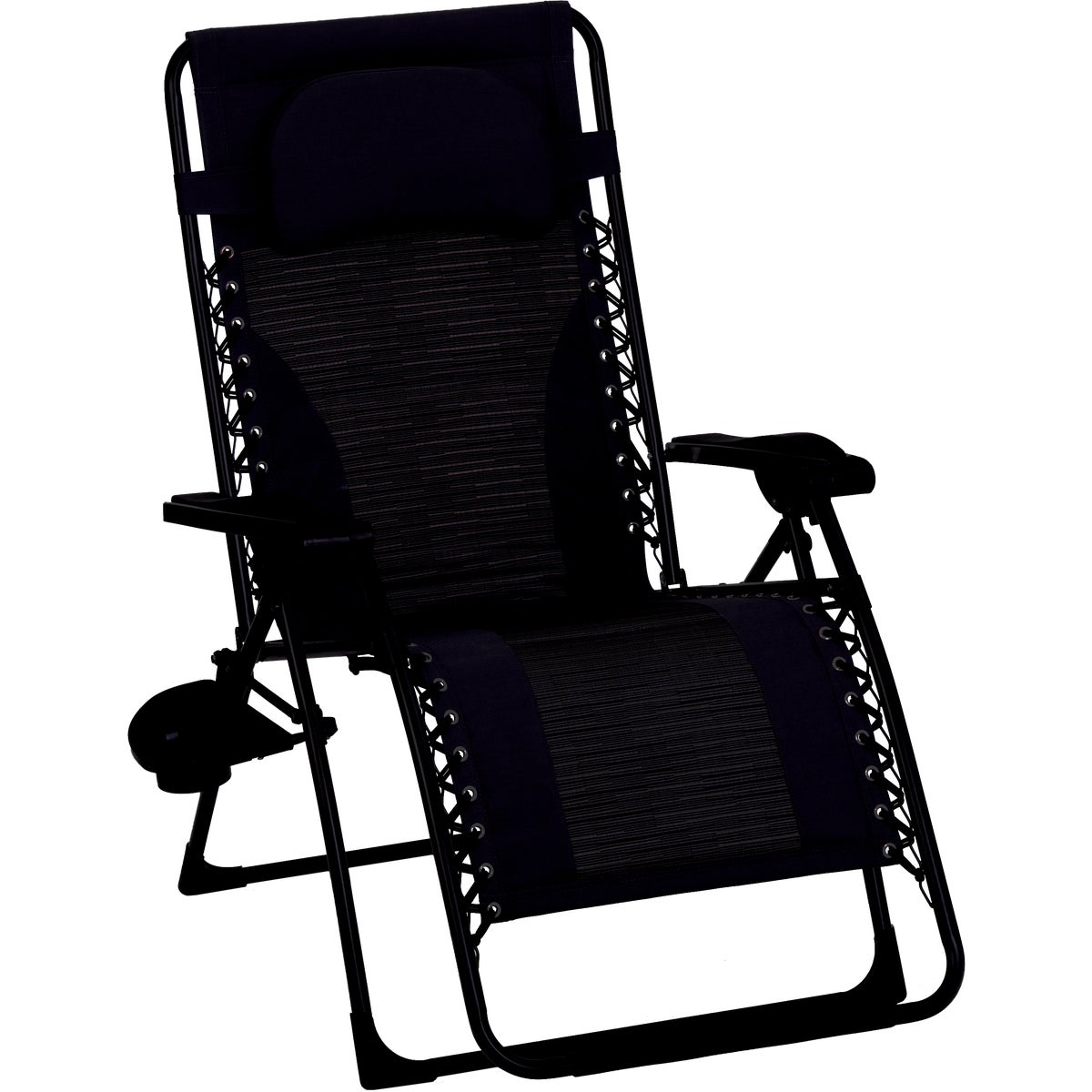 Outdoor Expressions Zero Gravity Deluxe Relaxer Gray Padded Chair with Cup Holder