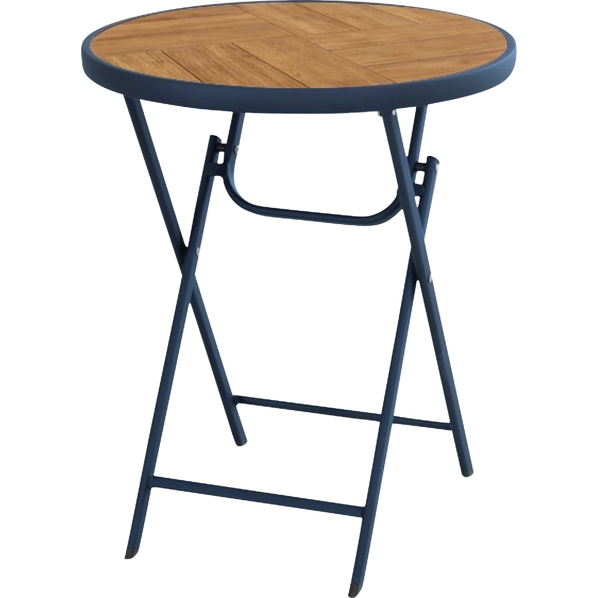 Sunjoy 24 In. Round Heavy-Duty Woodgrain Finish Steel Folding Table