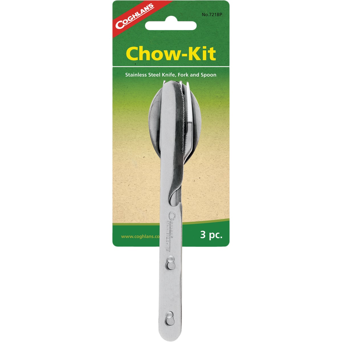 Coghlans 3-Piece Stainless Steel Knife, Fork, & Spoon Chow Kit