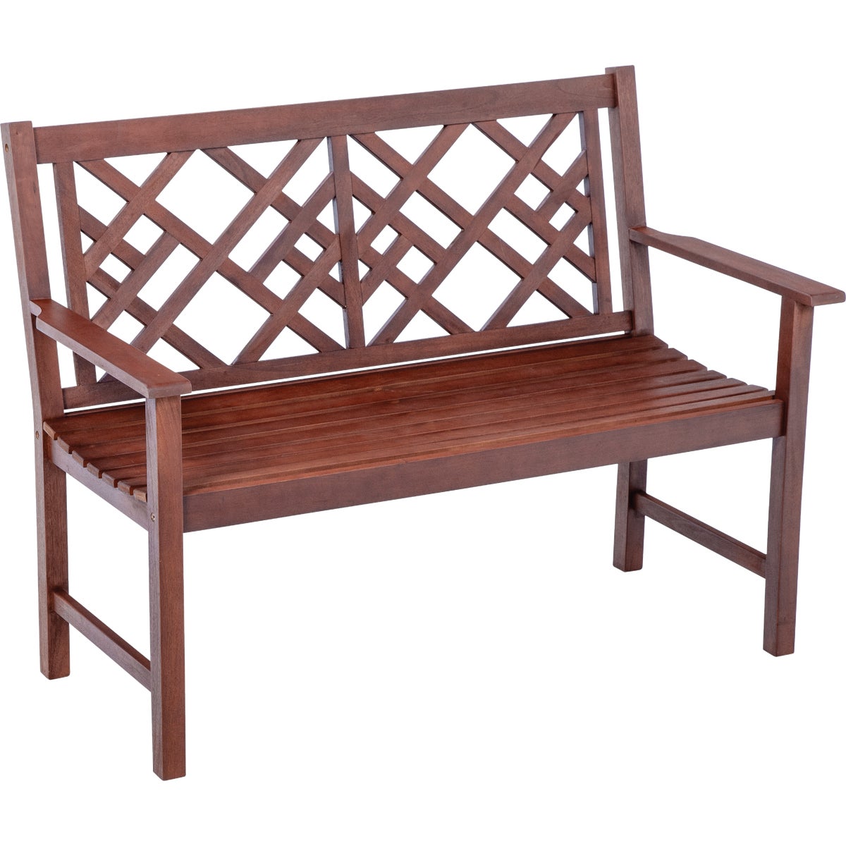 Jack Post 4 Ft. L. Hardwood Bench with Decorative Back in Oil Finish