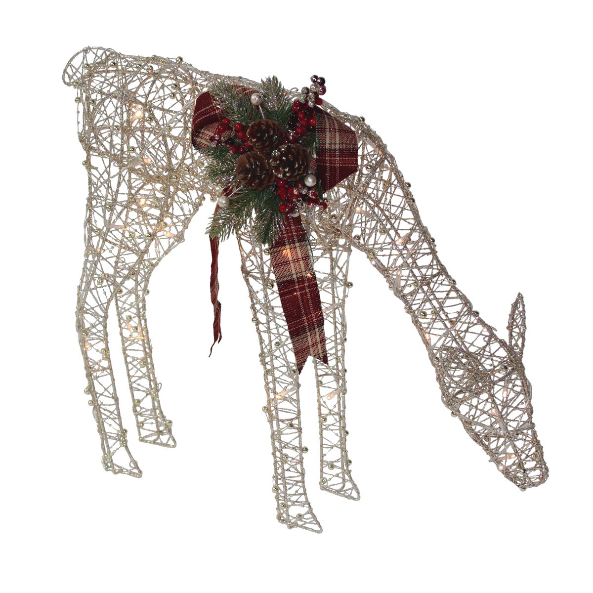 Alpine 20 In. Warm White LED Gold Wire Grazing Doe Lighted Decoration