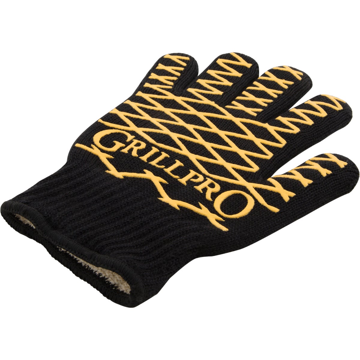 GrillPro One Size Fits Most Black & Yellow Heat Resistant Barbeque Mitt