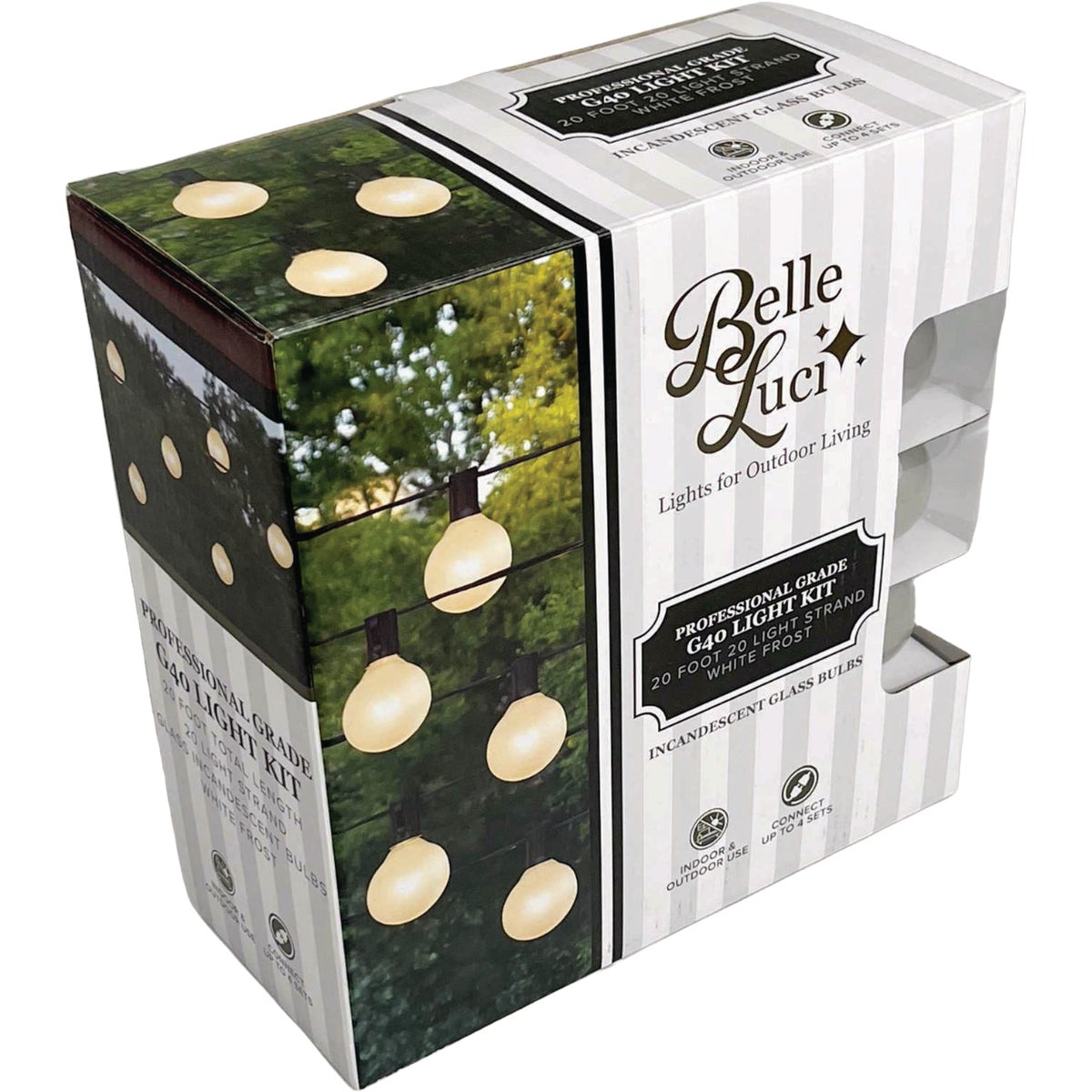 Holiday Bright Lights Belle Luci 20-Bulb G40 Frosted White Incandescent Light Kit