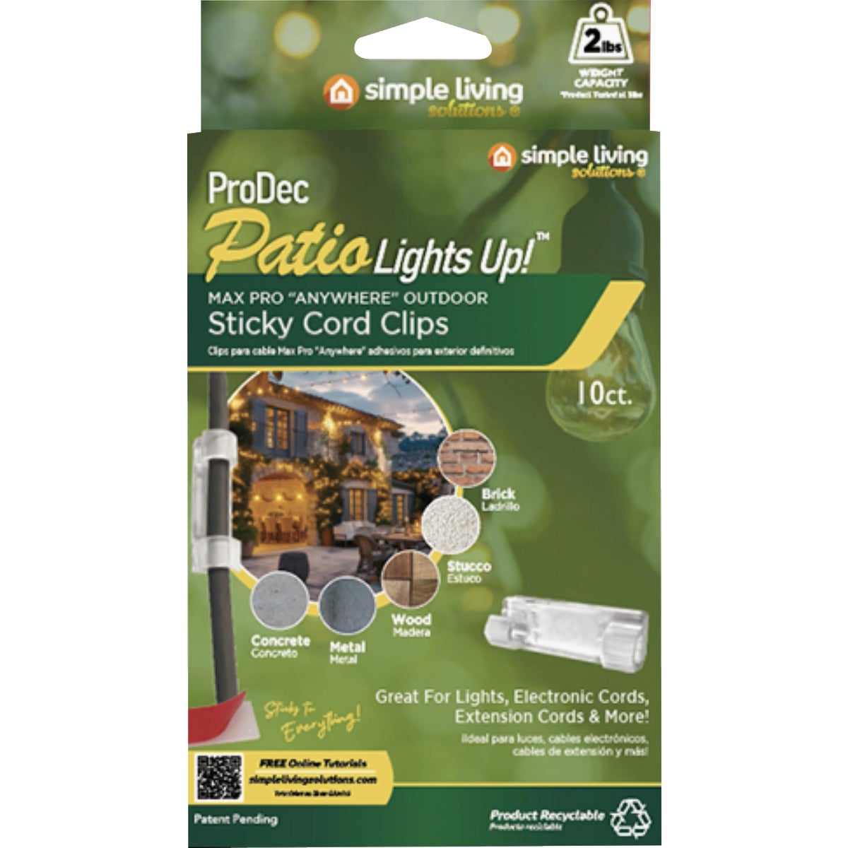 Simple Living Solutions Lights Up Sticky Cord Clip (10-Pack)