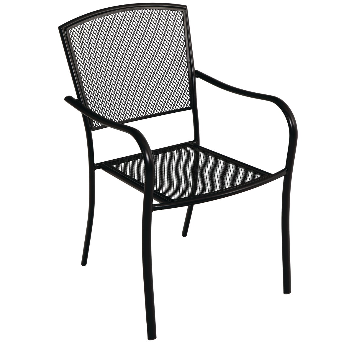 Outdoor Expressions Black Steel Mesh Stackable Chair