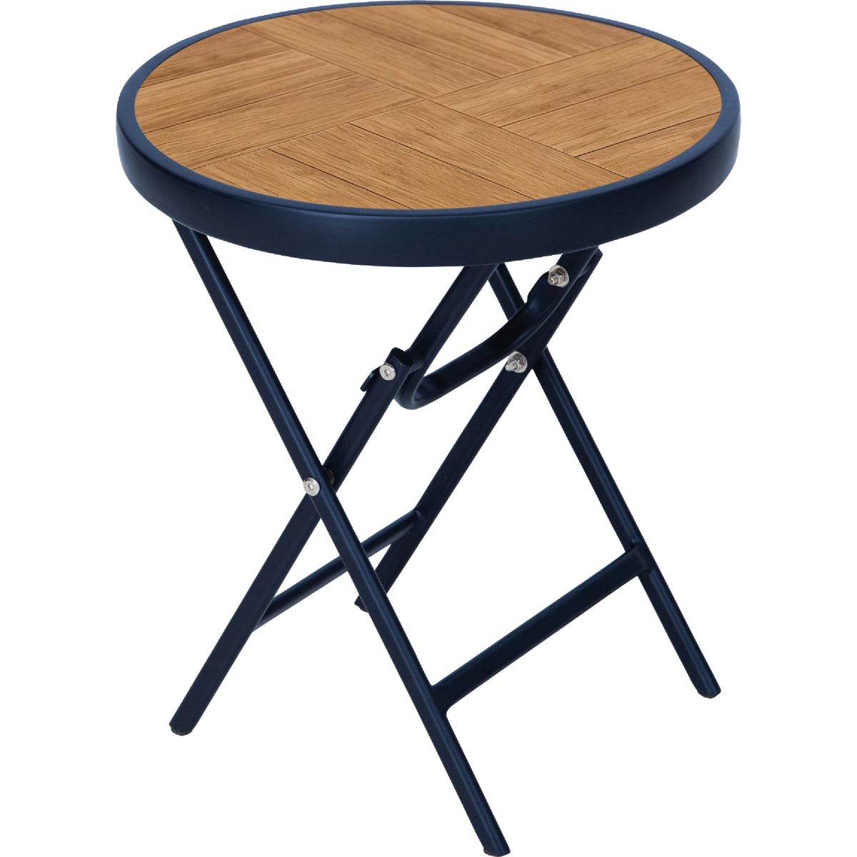 Sunjoy Woodgrain 16 In. Round Heavy-Duty Steel Folding Side Table