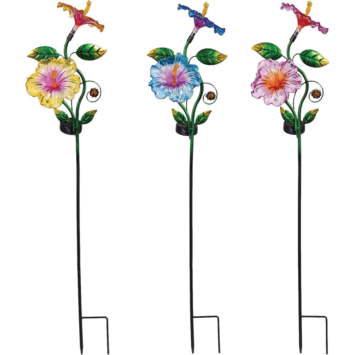 Evergreen Garden Hibiscus Solar Pollinator Garden Stake