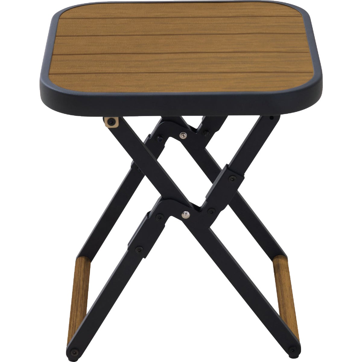Sunjoy Woodgrain 16 In. Square Heavy-Duty Steel Folding Side Table
