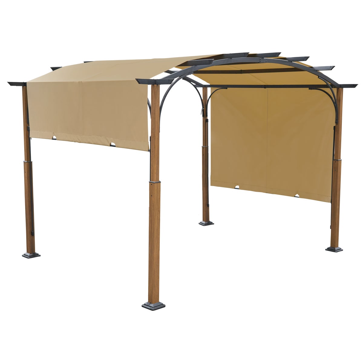 Outdoor Expressions 9.84 Ft. W. x 8.27 Ft. H. x 11.81 Ft. L. Wood Grain Steel Pergola