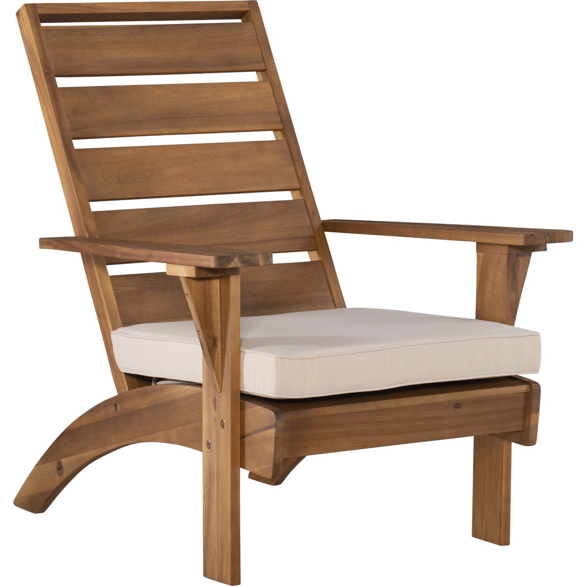 Linon Nantucket Natural Finish Wood Chair with Beige Cushion