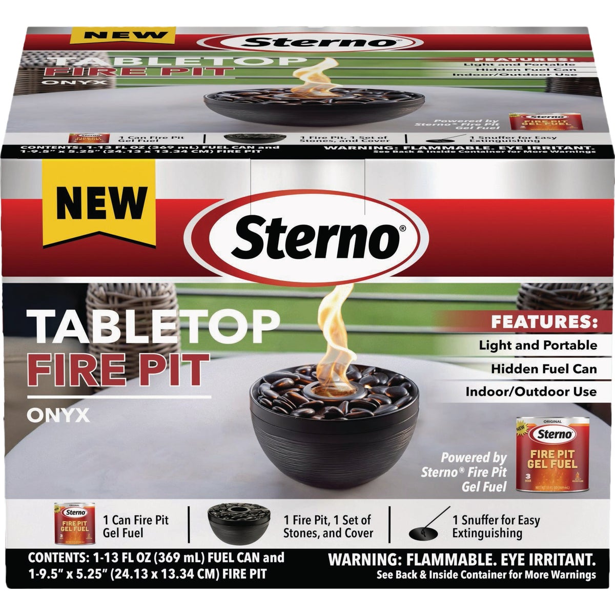 Sterno Medium Onyx with Black Lid Tabletop Fire Pit