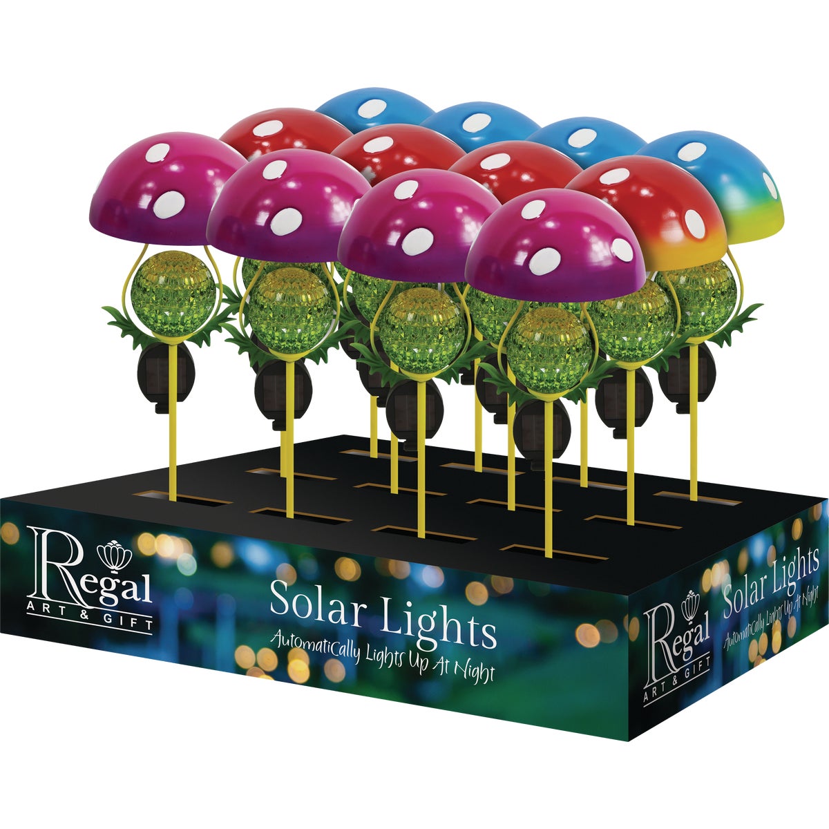 Regal Art & Gift Mushroom Solar Stake Assortment (12-Piece)