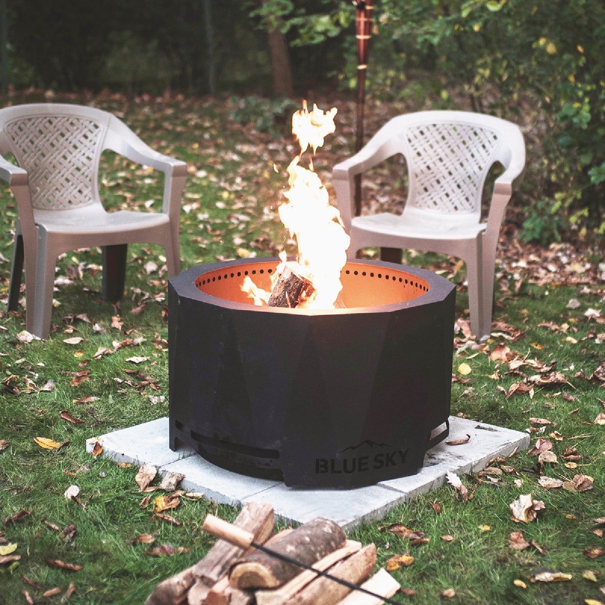 Blue Sky Mammoth 32 In. Round Steel Wood/Pellet High Efficiency Smokeless Fire Pit