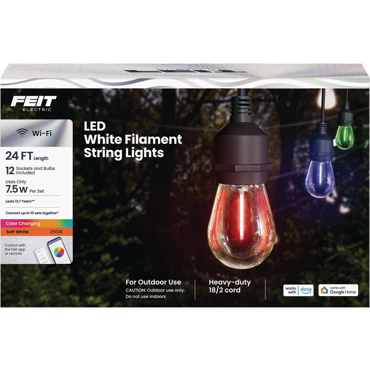 Feit Electric 24 Ft. Smart Color White Filament String Light Set