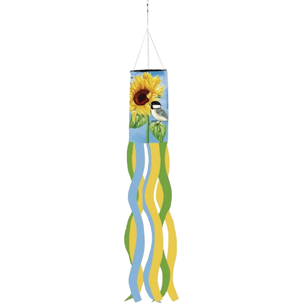 Evergreen Sunflower Chickadees Windsock