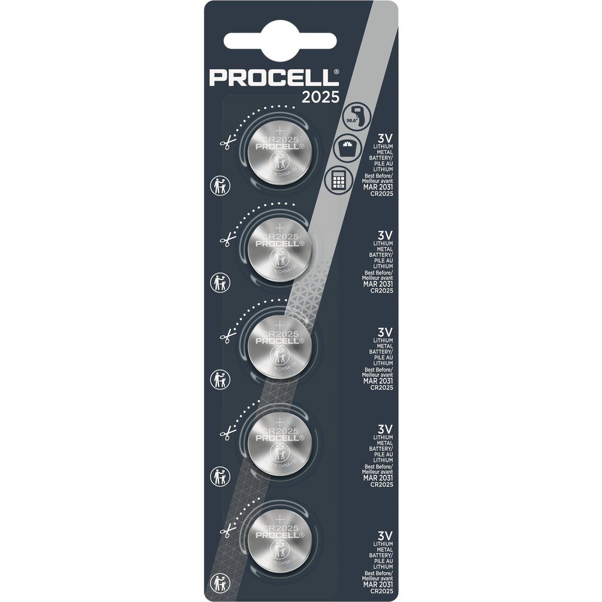 Procell 2025 Lithium Coin Cell Battery (5-Pack)