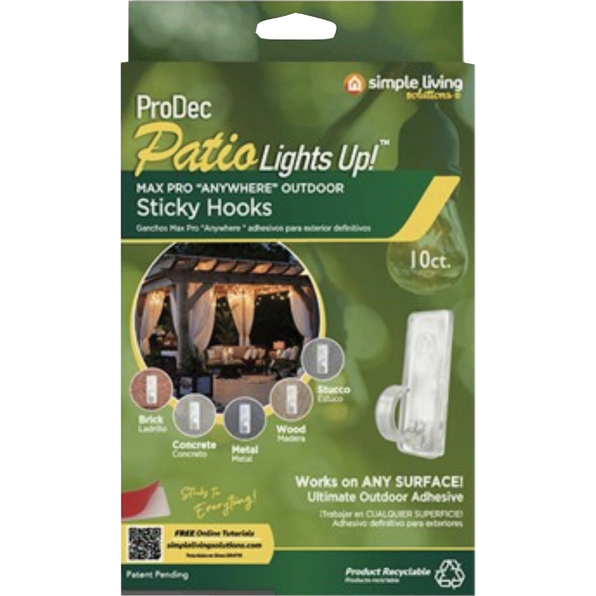Simple Living Solutions Lights Up Sticky Hooks (10-Pack)