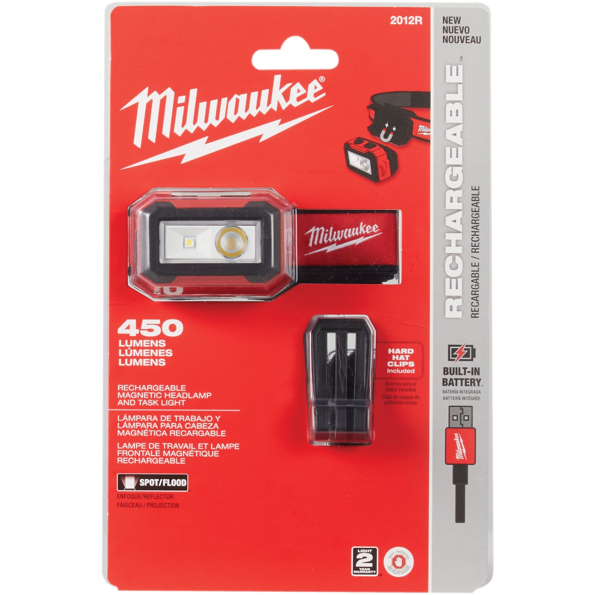 Milwaukee 450 Lm. LED Rechargeable Magnetic Headlamp & Task Light