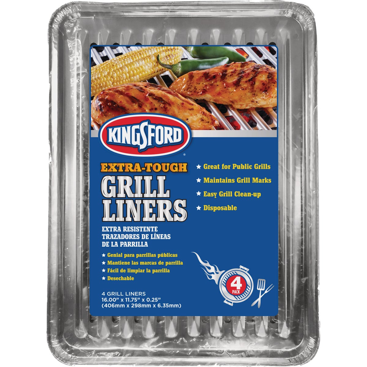 Kingsford 11.75 In. W. x 16 In. L. Heavy-Duty Aluminum Non-Stick Grill Liner (4-Pack)