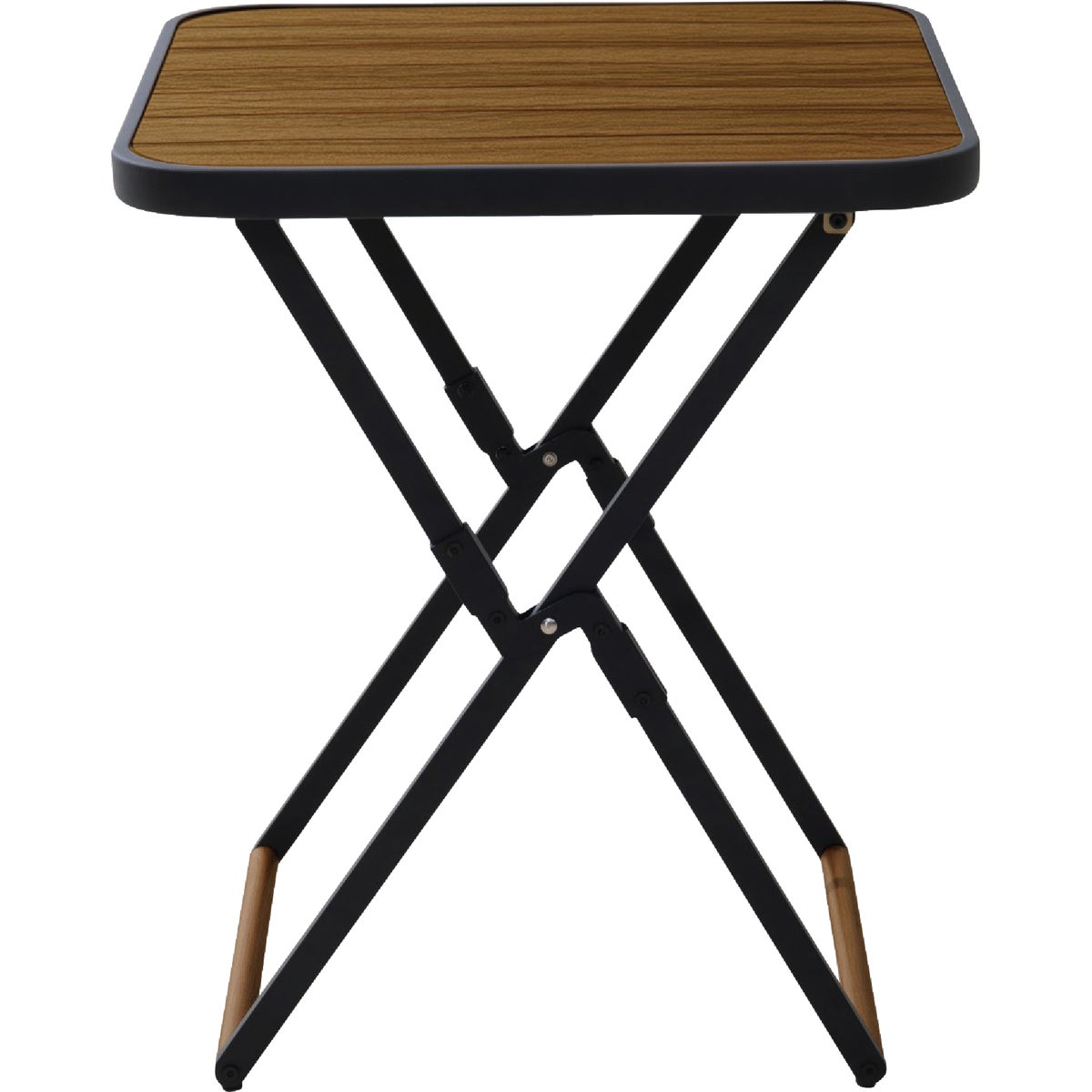 Sunjoy 24 In. Square Heavy-Duty Woodgrain Finish Steel Folding Table