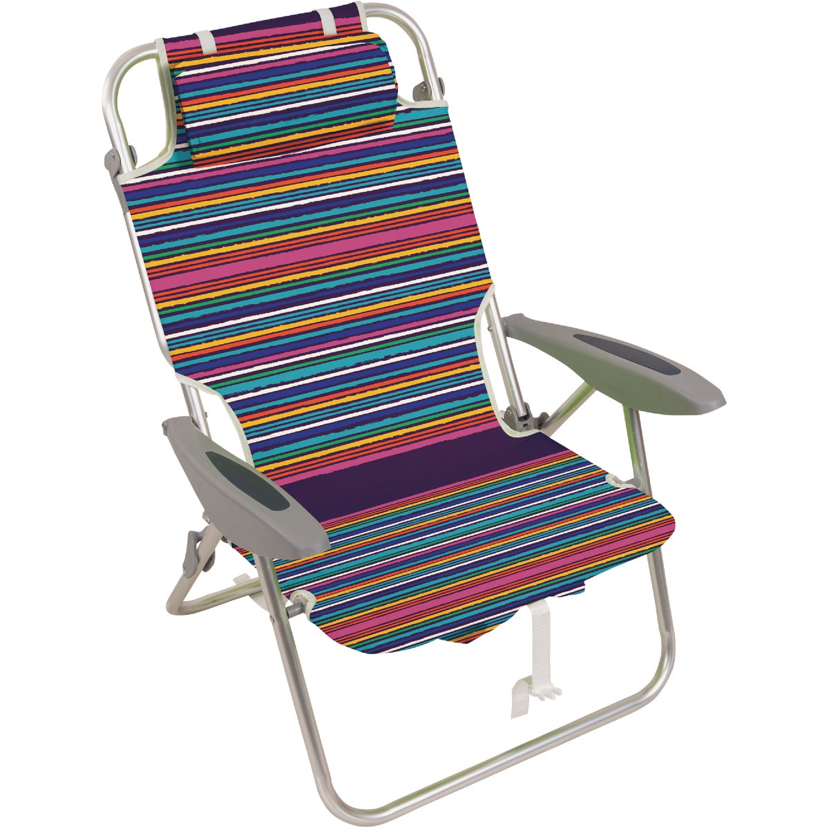Rio Brands Wave Beach 4-Position Multi-Stripe Aluminum Frame Backpack Chair