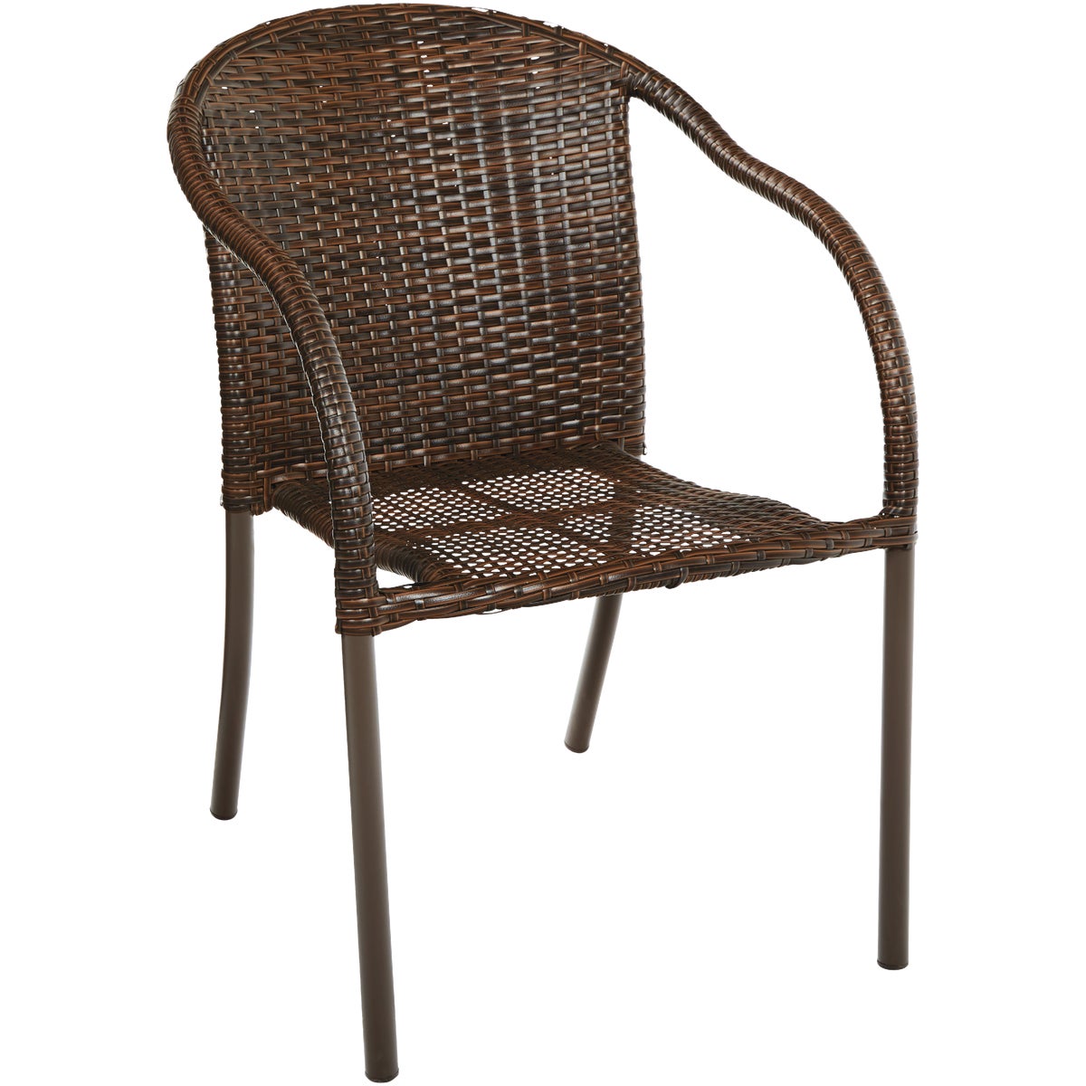 Coronado Casuals Brown Steel Frame Wicker Stackable Chair