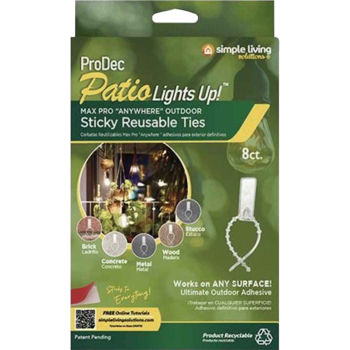 Simple Living Solutions Lights Up Reusable Sticky Ties (8-Pack)