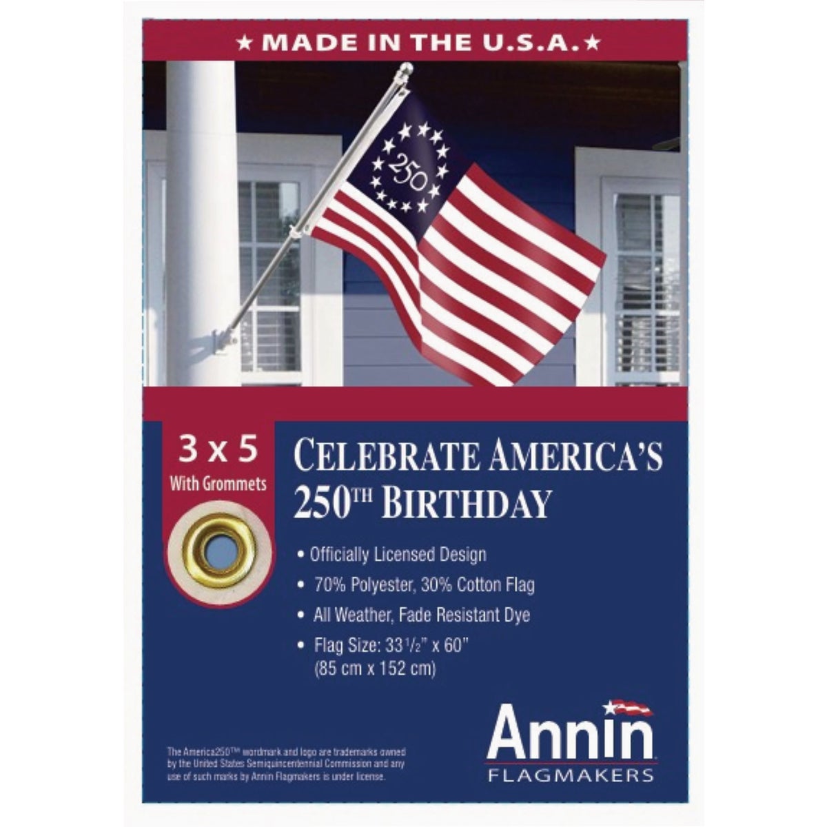 Annin 3 Ft. x 5 Ft. Polycotton America 250 Betsy Ross Flag