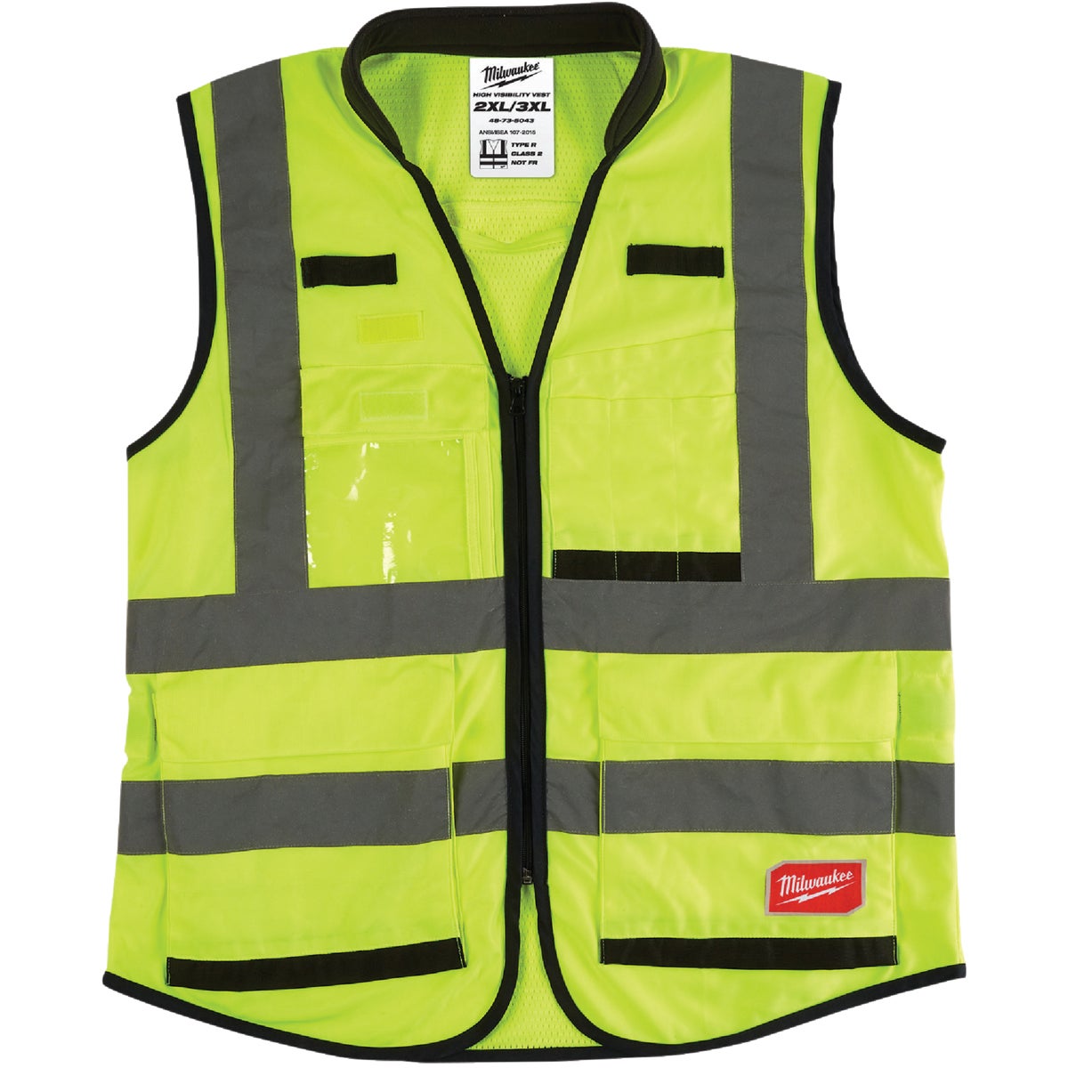 Milwaukee ANSI Class 2 Hi Vis Yellow Performance Safety Vest, 2XL/3XL
