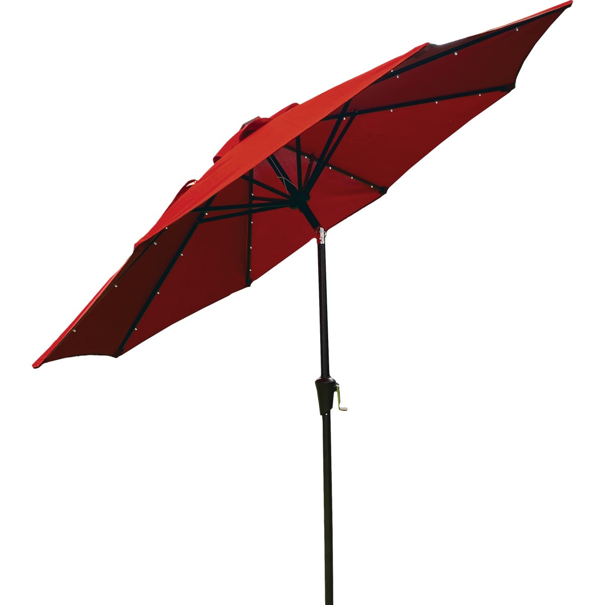 9 Ft. Aluminum Tilt/Crank Crimson Red Patio Umbrella with Solar LED Lights - PFAS Free