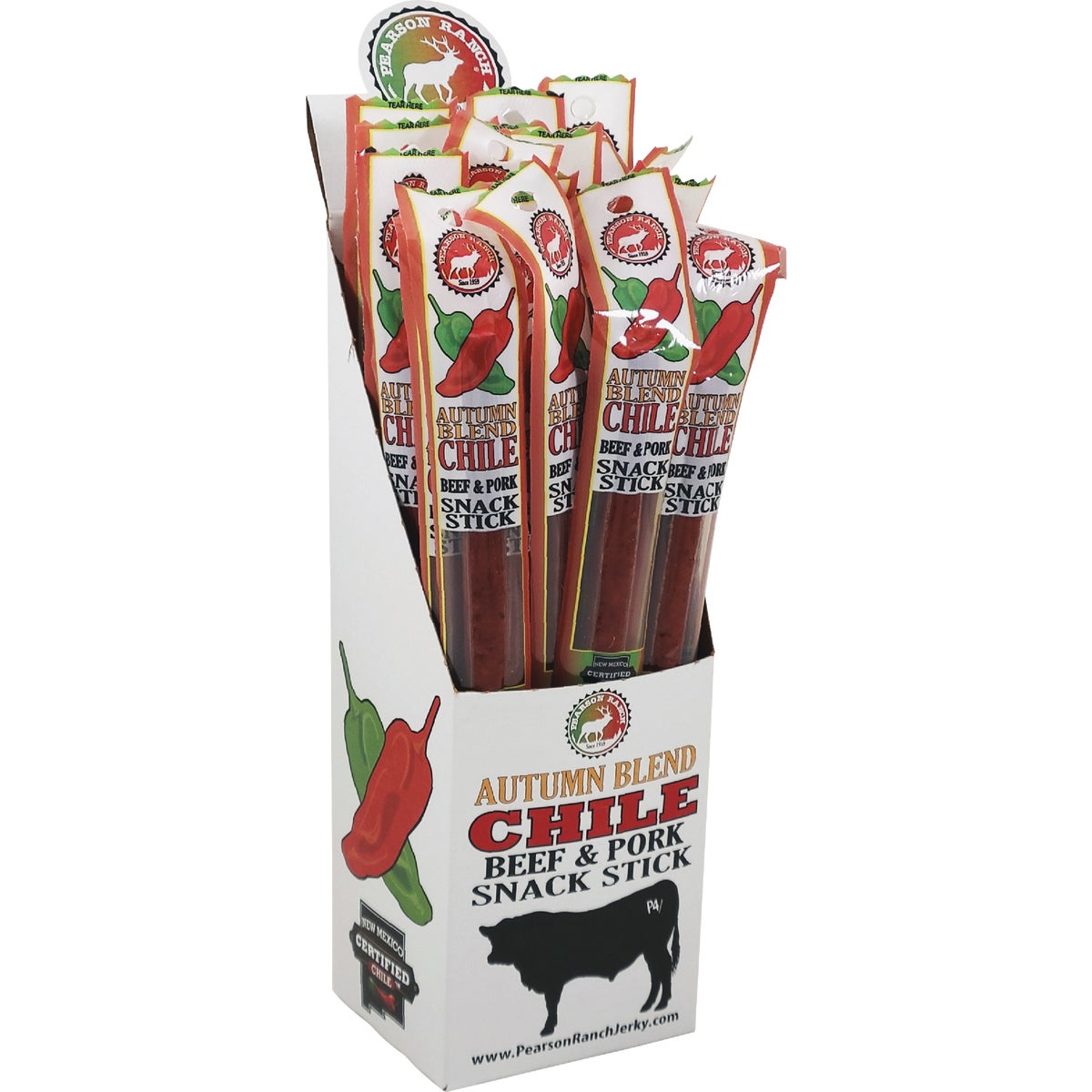 Pearson Ranch Jerky Autumn Blend Chile Beef & Pork Snack Stick Display