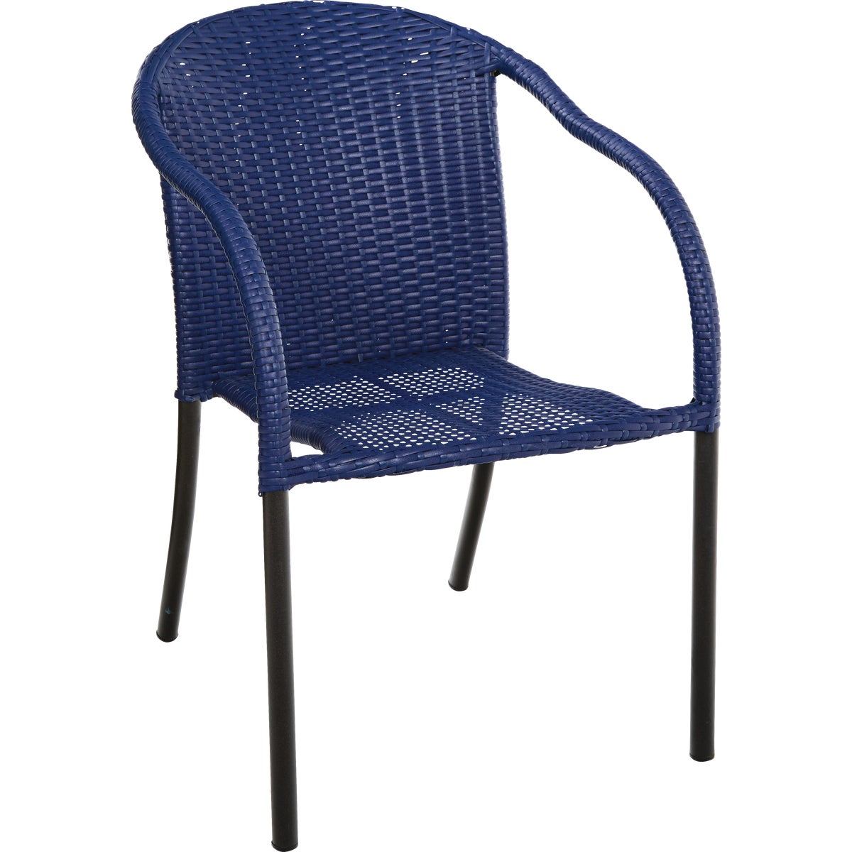 Coronado Casuals Blue Wicker Steel Frame Stackable Chair