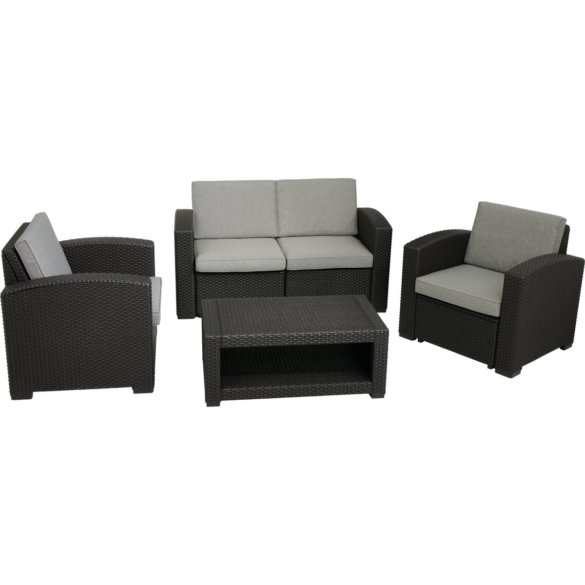 Outdoor Expressions 4-Piece Wicker Style Resin Chat Set with PFAS-Free Fabric