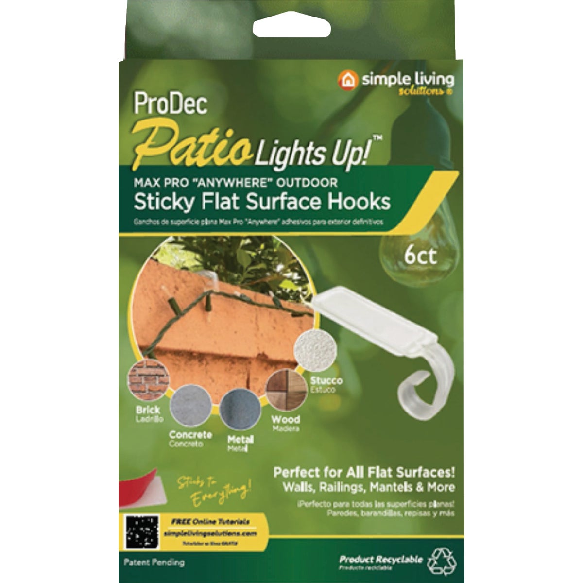 Simple Living Solutions Lights Up Sticky Flat Surface Hook (8-Pack)
