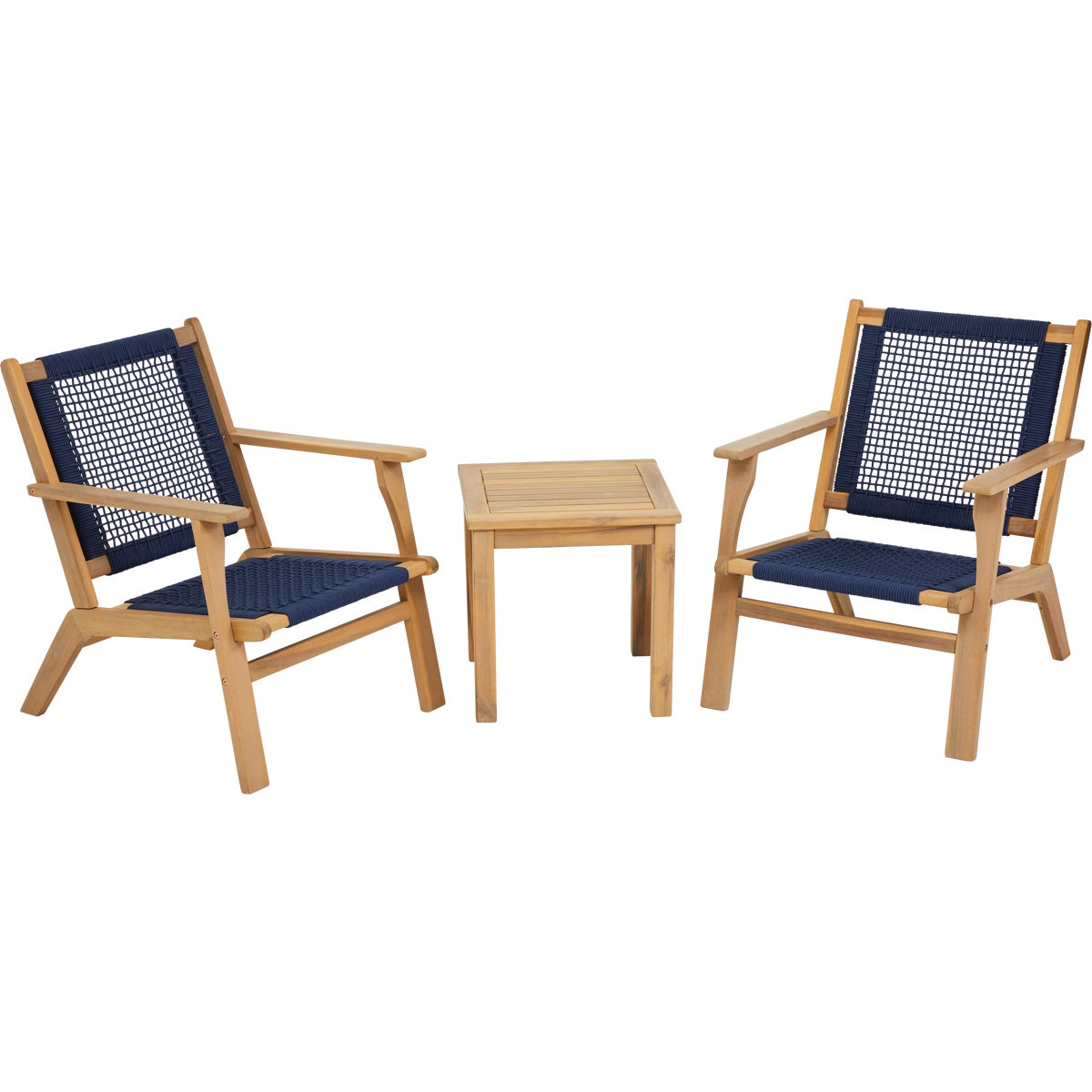 3-Piece Navy Acacia Wood Chat Set