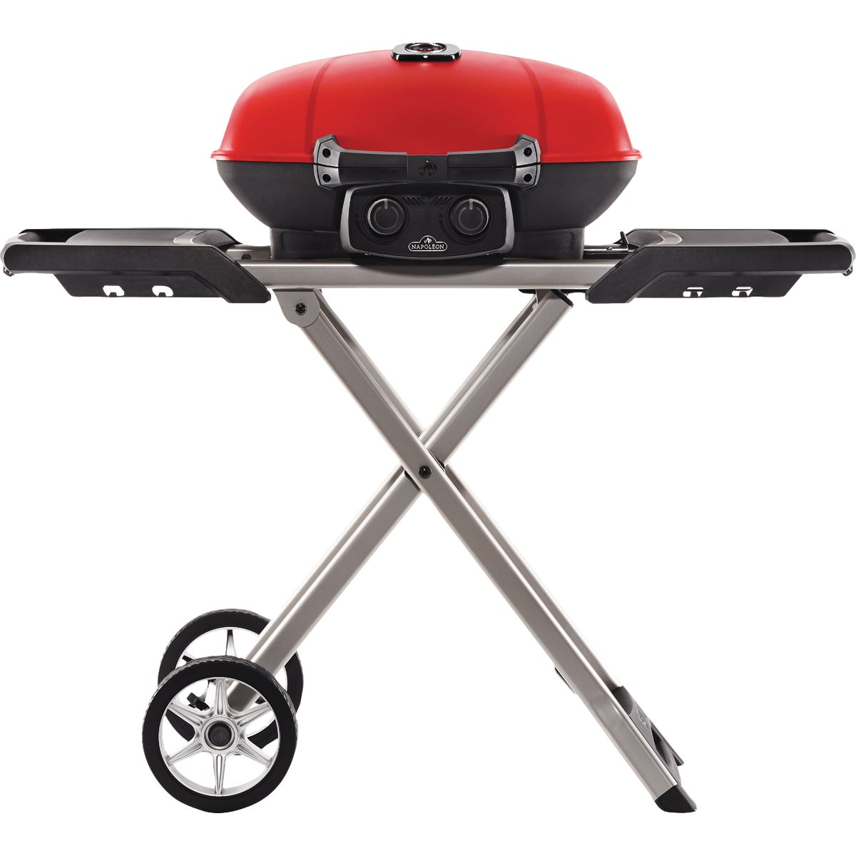 Napoleon TravelQ 285X Portable Propane Gas Grill/Griddle with Scissor Cart, Red
