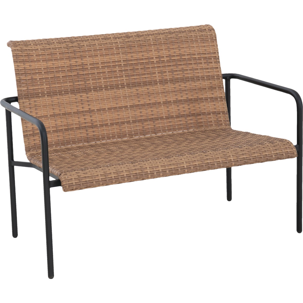 Sunjoy Brown Wicker Heavy-Duty Steel Outdoor Stacking Loveseat