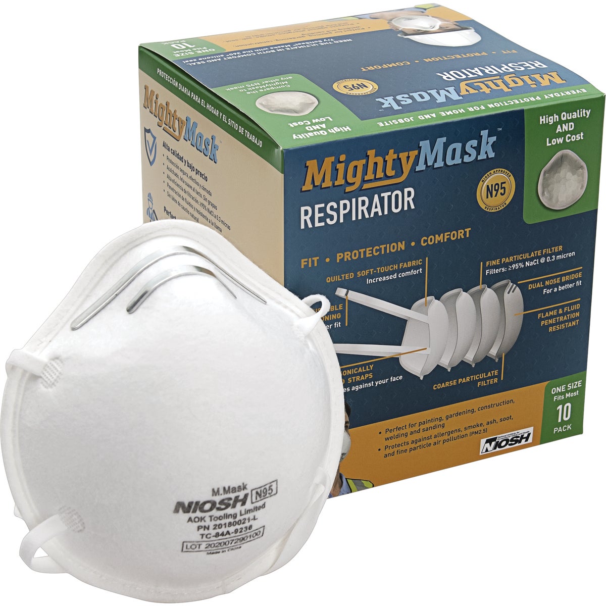 Mighty Mask Disposable N95 Face Mask (10-Pack)