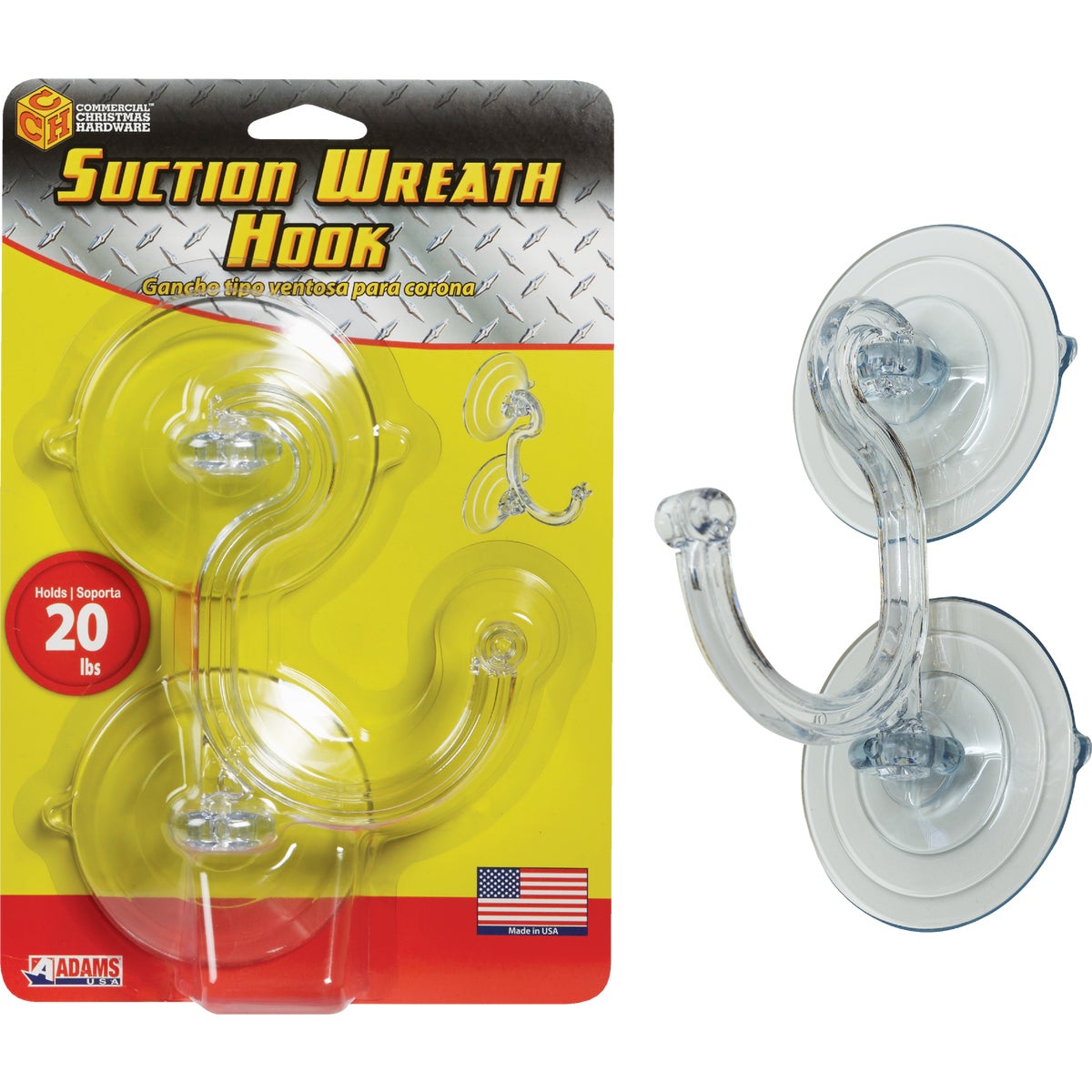 DBLE SUCTION WREATH HOOK