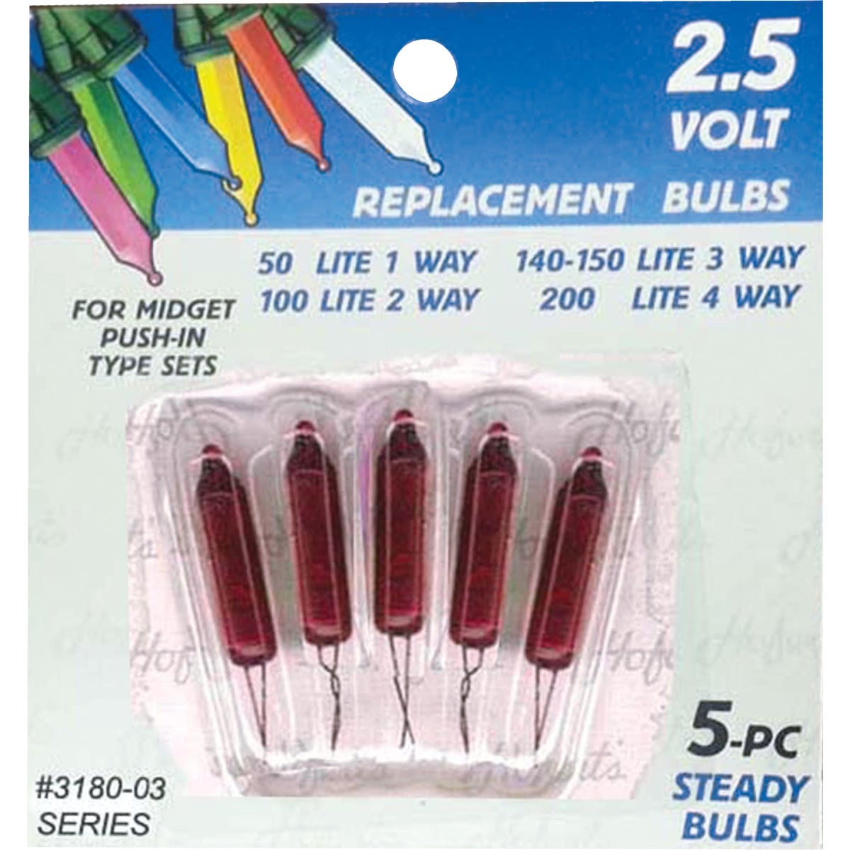 5PK 2.5V RED BULB